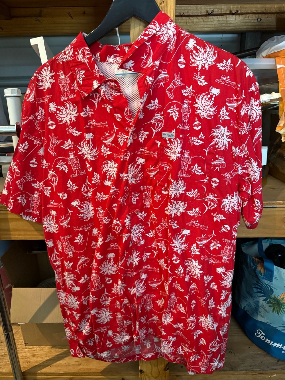Casual Red Hawaiian Print Short-Sleeve Button-Down Shirt